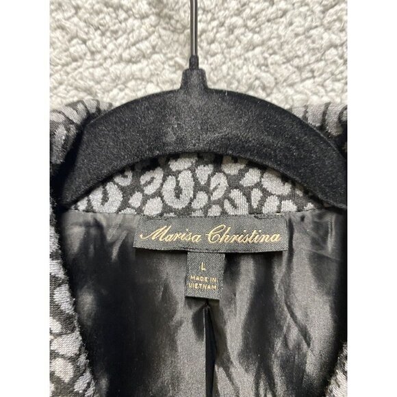 Women’s  MARISA CHRISTINA Animal Print Jacket Blazer Coat Large Black Gray - Picture 3 of 8